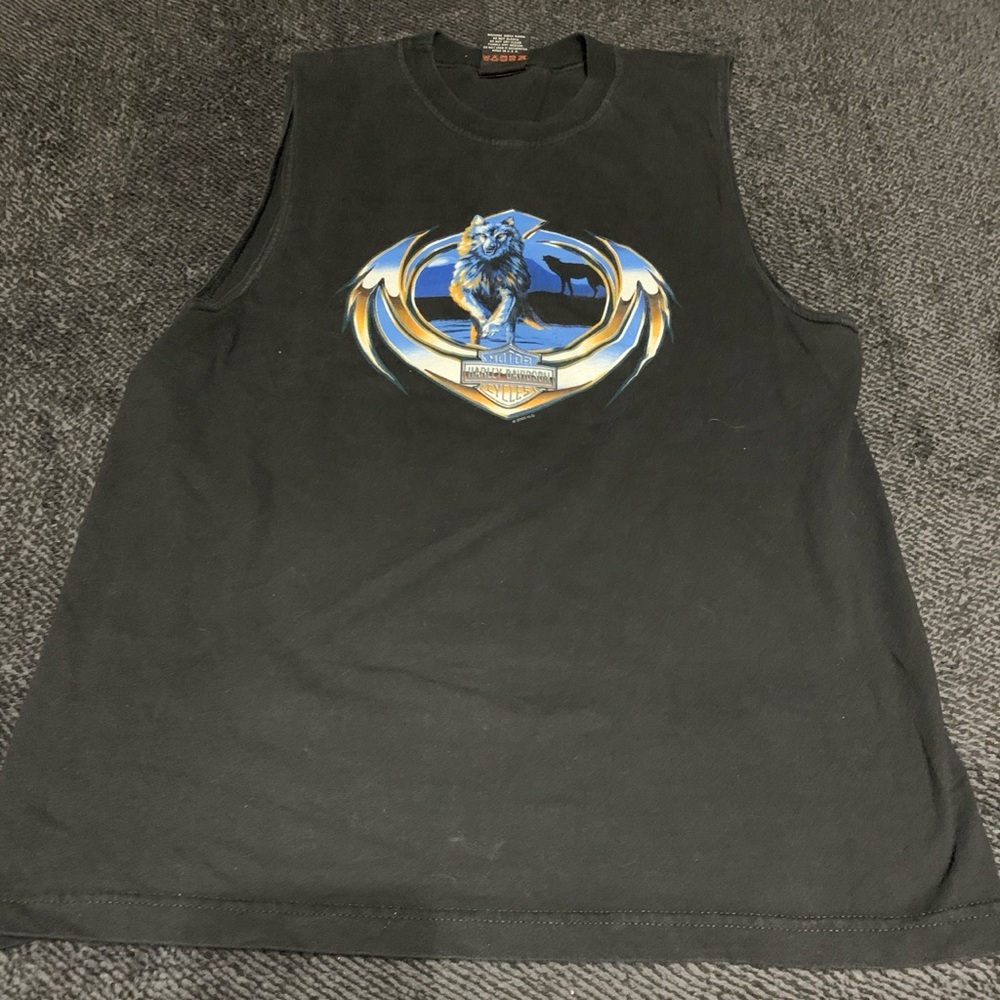 Harley-Davidson Black Tank Top with Wolf Graphic